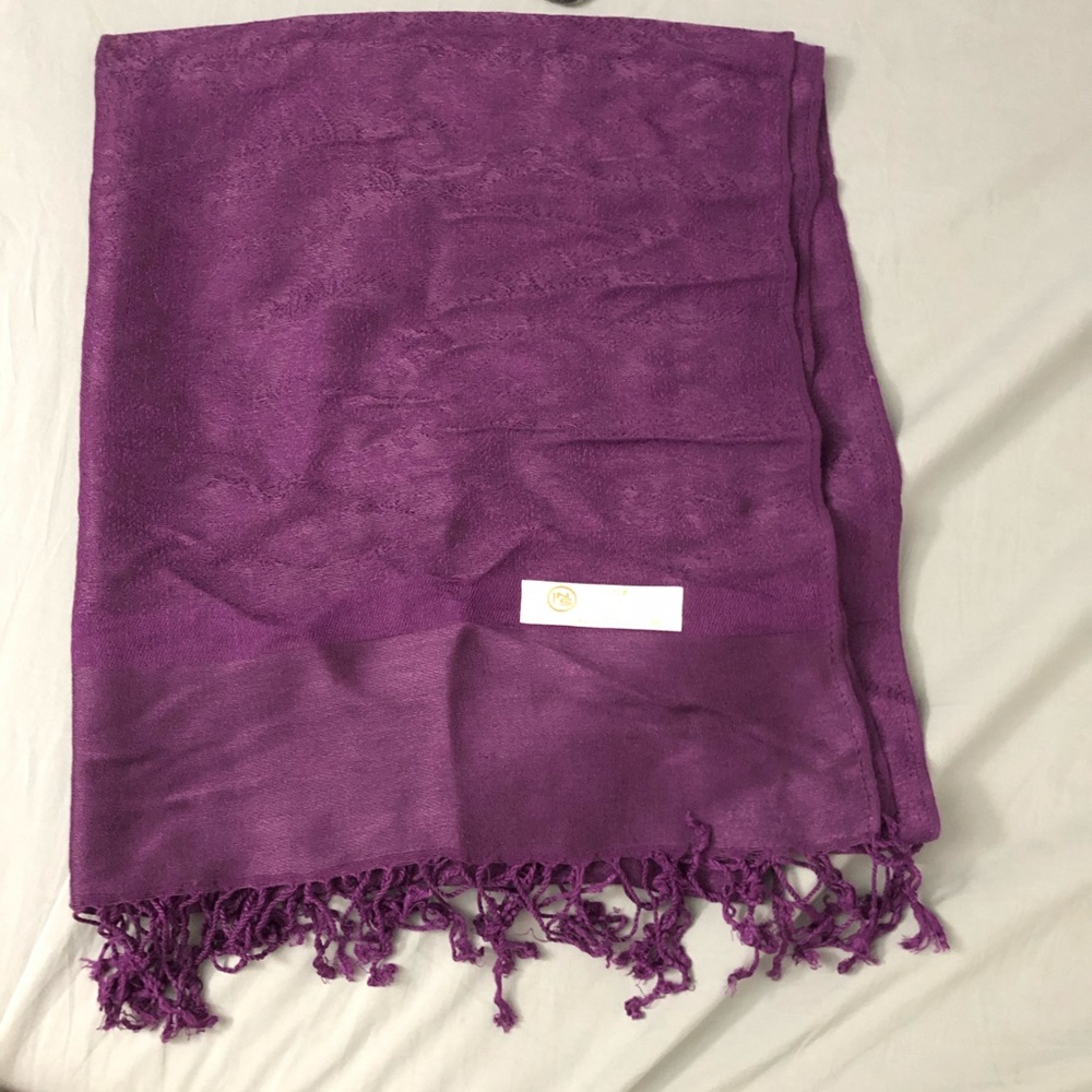 Eggplant purple scarf with tassels